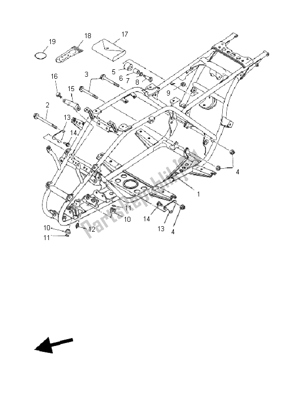 All parts for the Frame of the Yamaha YFM 125 Grizzly 2006