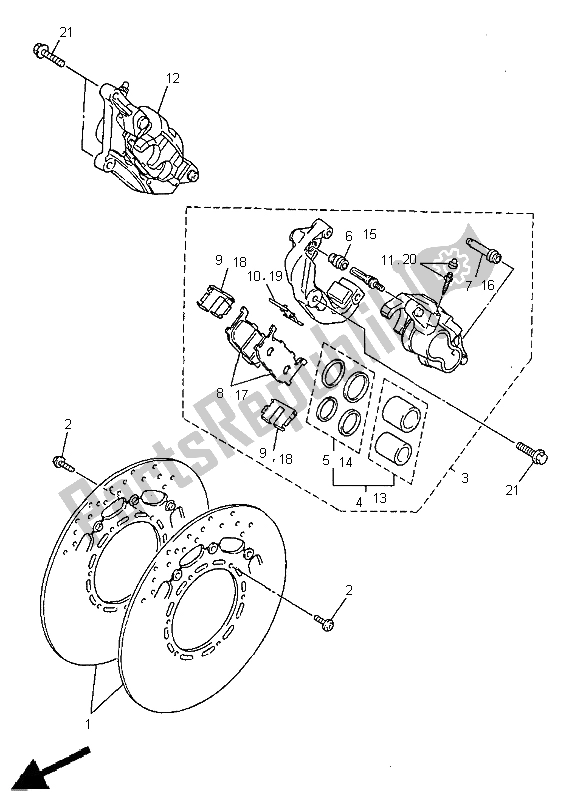 Tutte le parti per il Pinza Freno Anteriore del Yamaha XJ 600N 1998