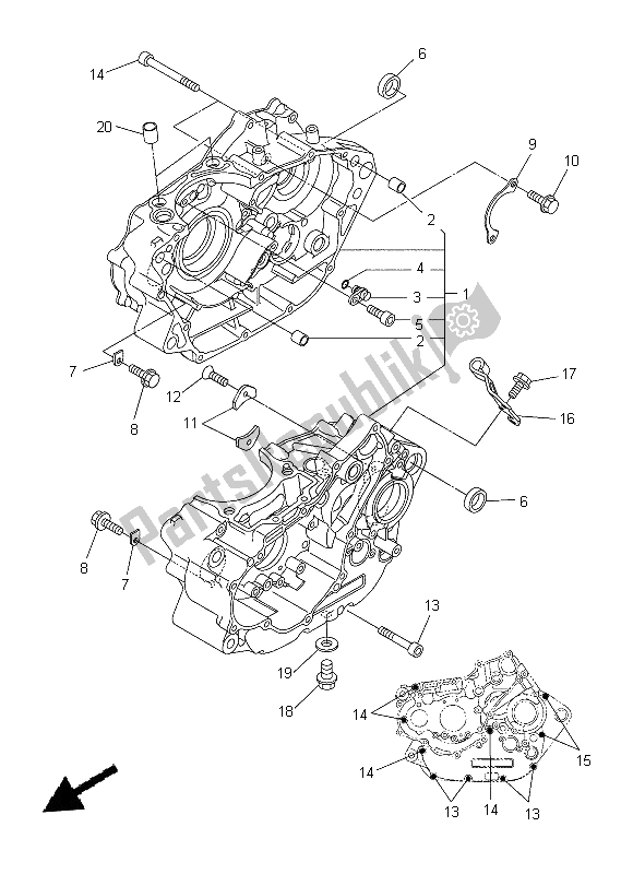 Alle onderdelen voor de Carter van de Yamaha WR 250X 2014