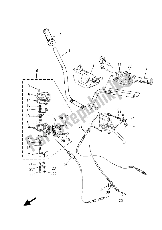 All parts for the Steering Handle & Cable of the Yamaha YFM 700 Fgpd Grizzly 4X4 2013