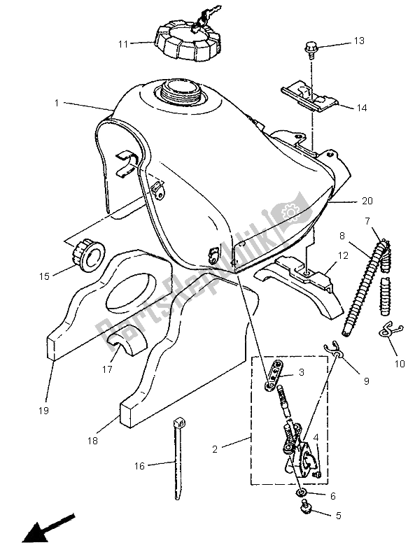 Todas as partes de Tanque De Combustível do Yamaha DT 125R 1995