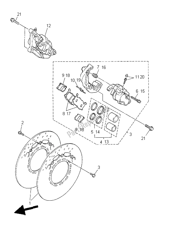 Todas las partes para Pinza De Freno Delantero de Yamaha XJ 600N 2002