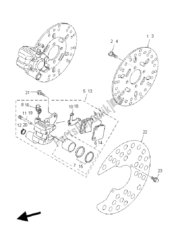 All parts for the Front Brake of the Yamaha YFM 400 FP BIG Bear PRO 2004