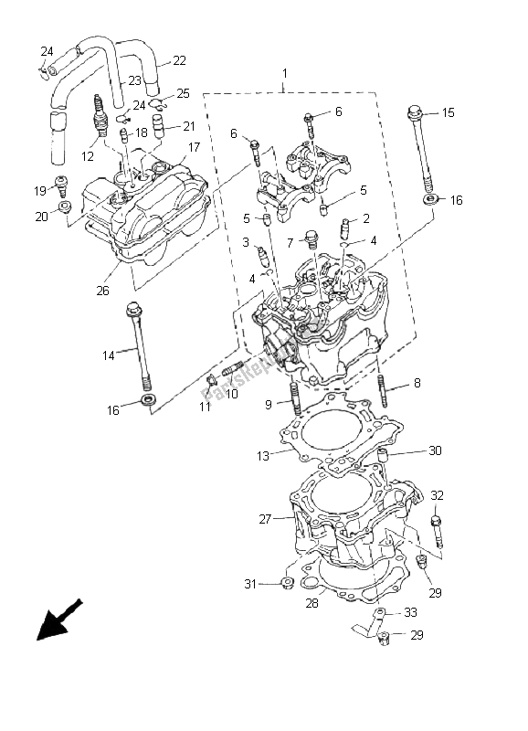 Tutte le parti per il Cilindro del Yamaha WR 426F 400F 2001