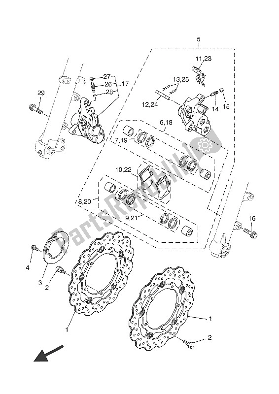 Tutte le parti per il Pinza Freno Anteriore del Yamaha XSR 700 2016