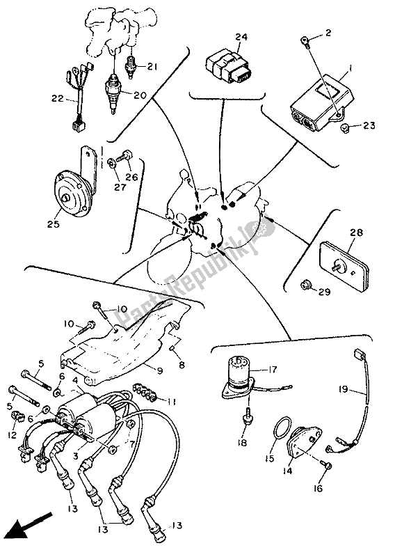 Toutes les pièces pour le électrique 1 du Yamaha FZ 750R 1988