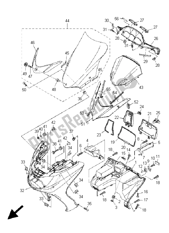 All parts for the Leg Shield of the Yamaha YP 400A Majesty 2008