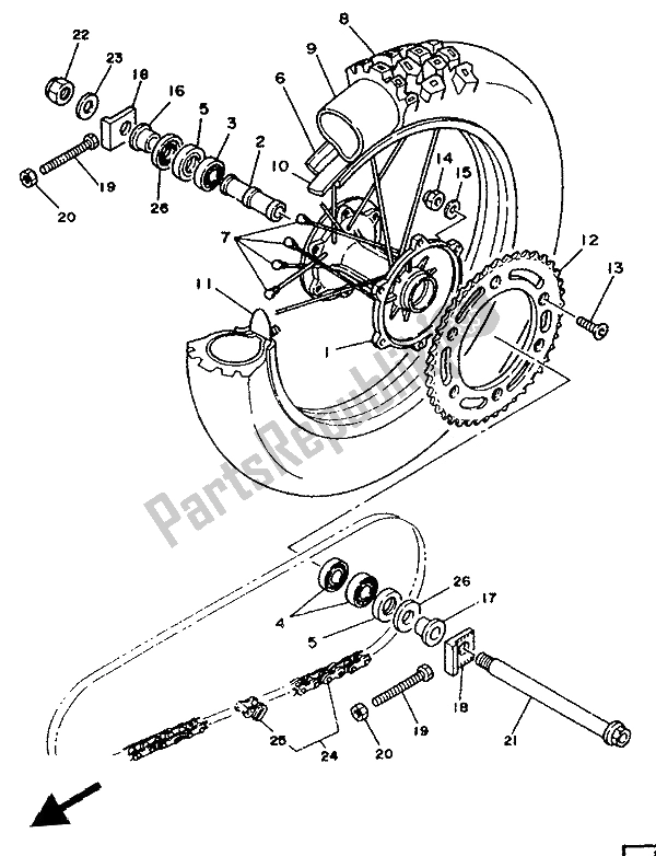 Toutes les pièces pour le Roue Arrière du Yamaha YZ 250 LC 1991