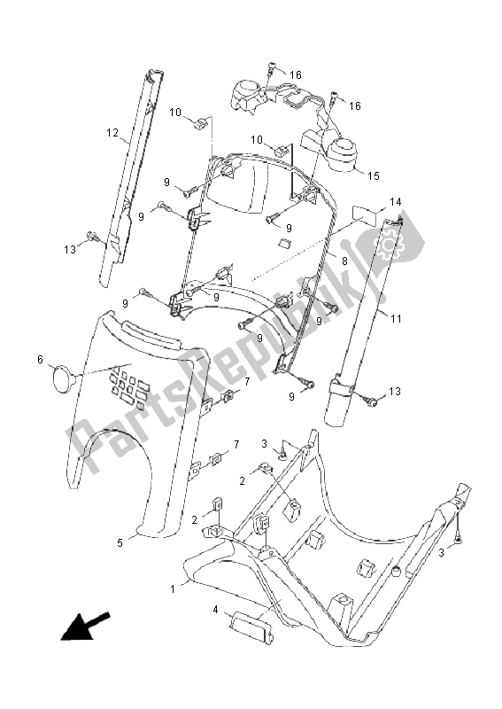 All parts for the Leg Shield of the Yamaha XF 50E 4T Giggle 2008