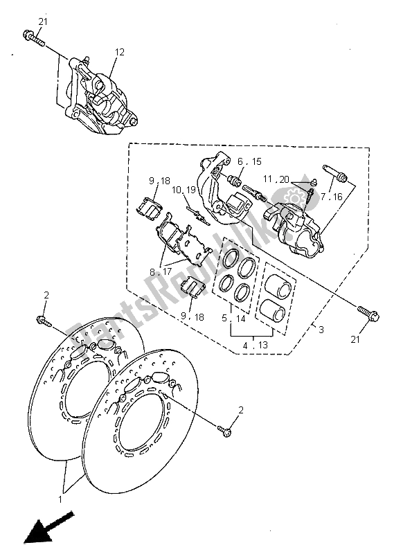 Tutte le parti per il Pinza Freno Anteriore del Yamaha XJ 600S 1999