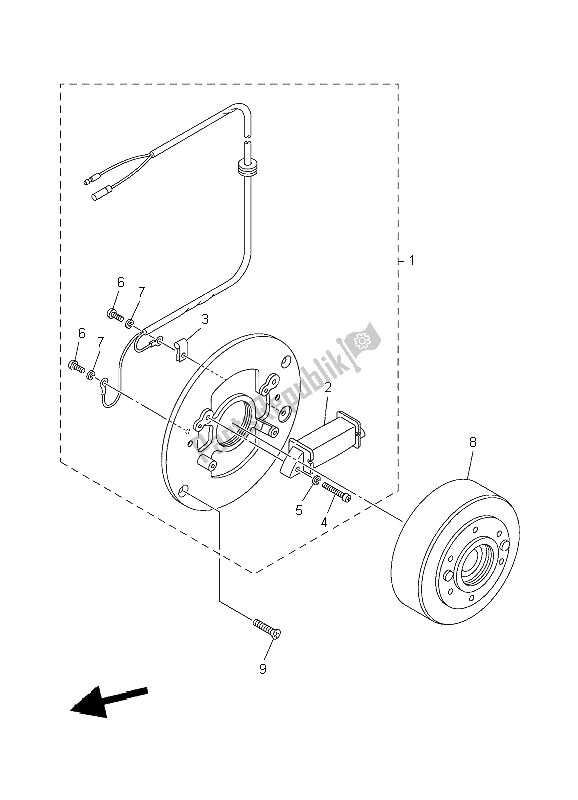 All parts for the Generator of the Yamaha PW 80 2004