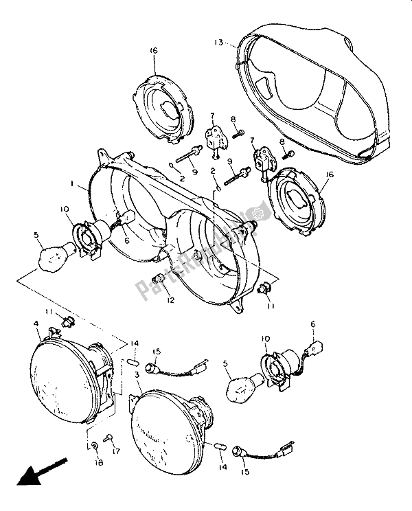 All parts for the Alternate (headlight) of the Yamaha FZ 600 1988