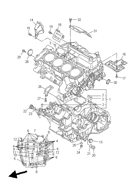 Toutes les pièces pour le Carter du Yamaha FJR 1300 2004