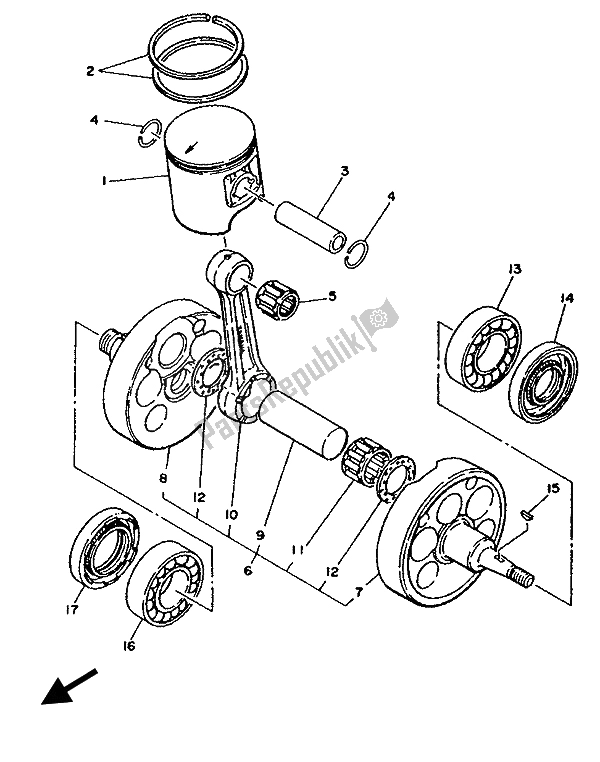 Tutte le parti per il Albero Motore E Pistone del Yamaha YZ 490 1987