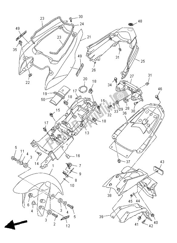 Tutte le parti per il Parafango del Yamaha FZ8 NA 800 2012