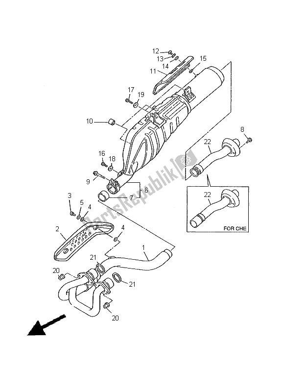 All parts for the Exhaust of the Yamaha XT 600E 2000