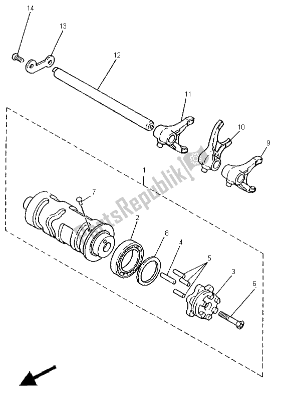 All parts for the Shift Cam & Fork of the Yamaha XV 750 Virago 1995