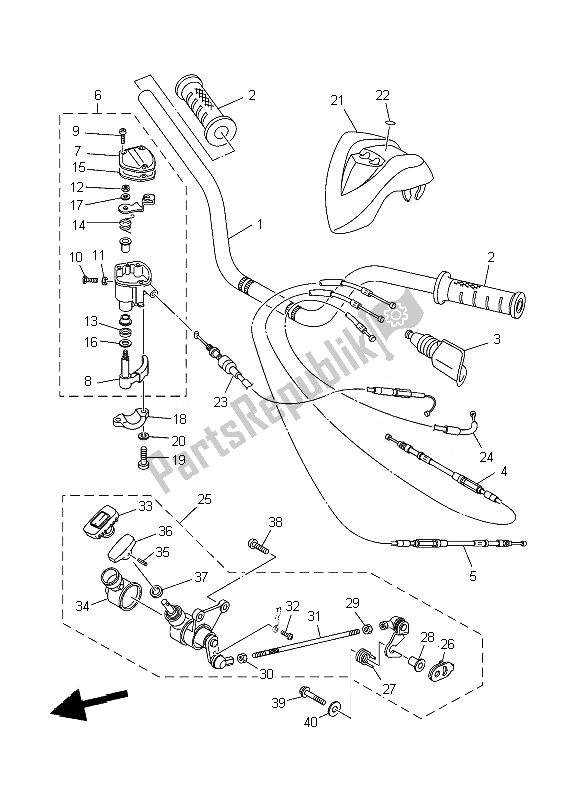 Wszystkie części do Uchwyt Kierownicy I Kabel Yamaha YFM 350R 2010