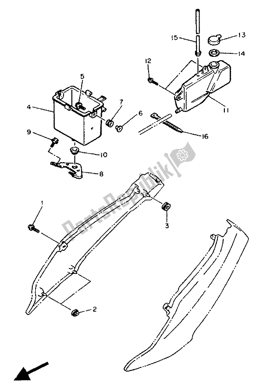 All parts for the Side Cover 2 of the Yamaha FZR 1000 1991