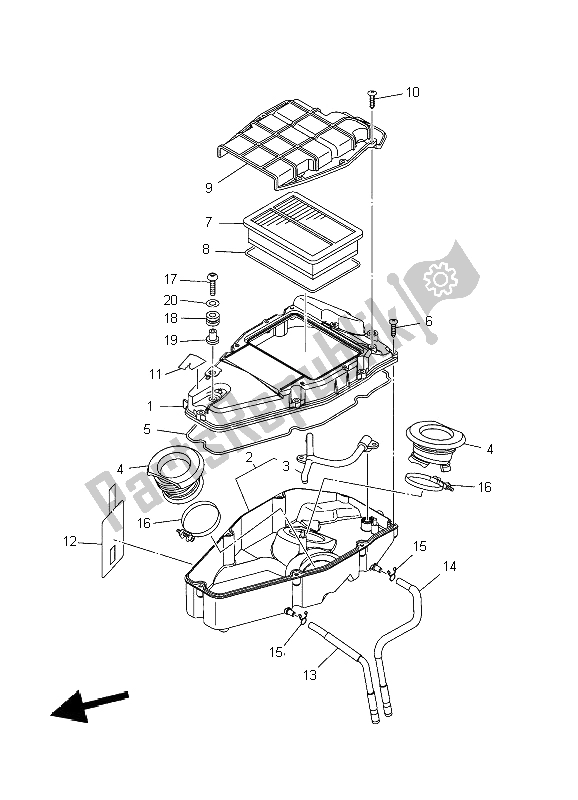 All parts for the Intake 2 of the Yamaha XV 1900A Midnighst Star 2009