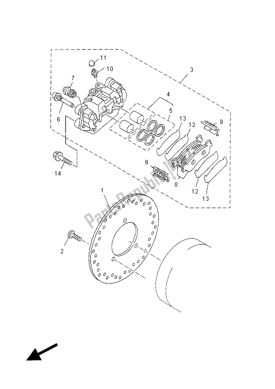 All parts for the Rear Brake Caliper of the Yamaha YP 125 RA X MAX Business 2012