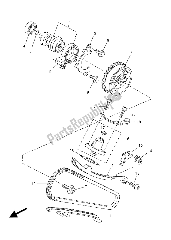 All parts for the Camshaft & Chain of the Yamaha YZF R 125 2012