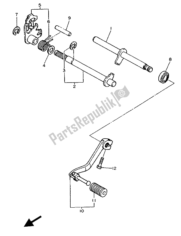 All parts for the Shift Shaft of the Yamaha XTZ 660 1993