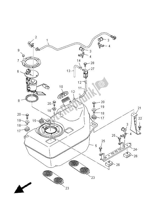 Alle onderdelen voor de Benzinetank van de Yamaha YXM 700E 2014