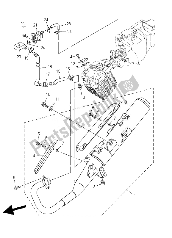 All parts for the Exhaust of the Yamaha YBR 125 ED 2007