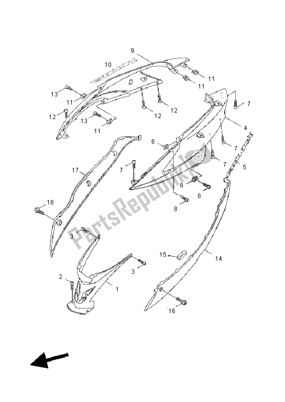 All parts for the Side Cover of the Yamaha NXC 125 EA Cygnus X 2010