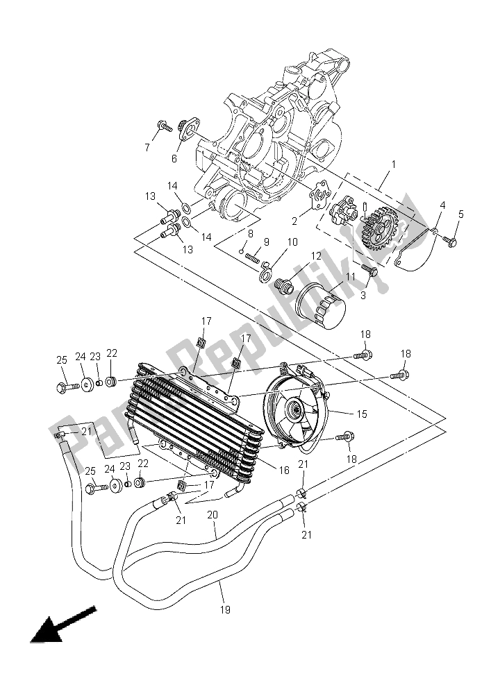 All parts for the Oil Pump of the Yamaha YFM 350A Grizzly 4X4 2015