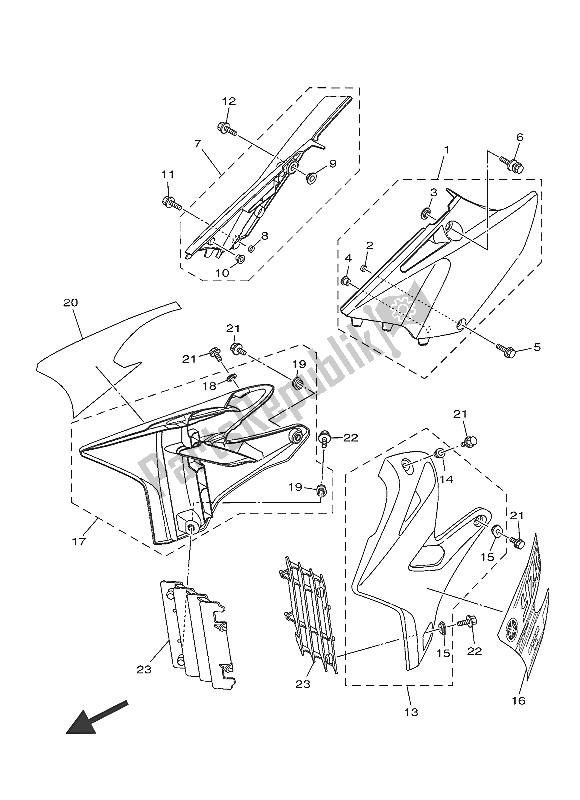 Toutes les pièces pour le Couvercle Latéral du Yamaha YZ 250 2016