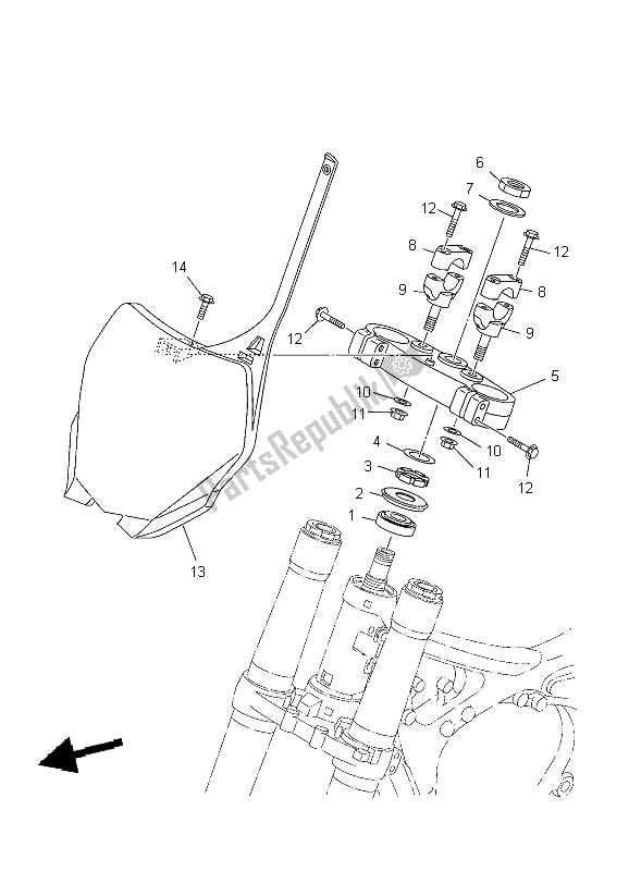 All parts for the Steering of the Yamaha YZ 125 2009 All parts for the Steering of the Yamaha YZ 125 2009