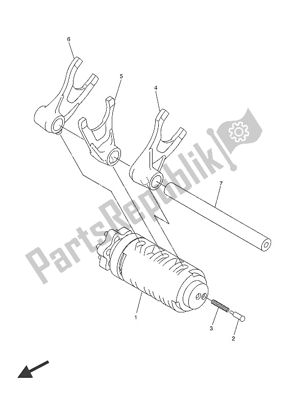 All parts for the Shift Cam & Fork of the Yamaha WR 250R 2016