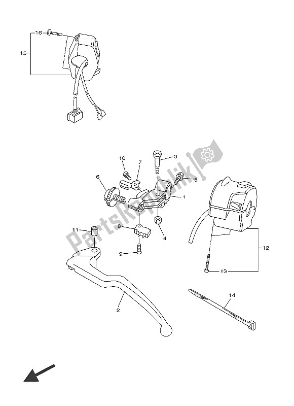 All parts for the Handle Switch & Lever of the Yamaha YZF R6 600 2016