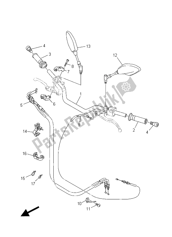 Alle onderdelen voor de Stuurhendel En Kabel van de Yamaha MT 09 900 2015