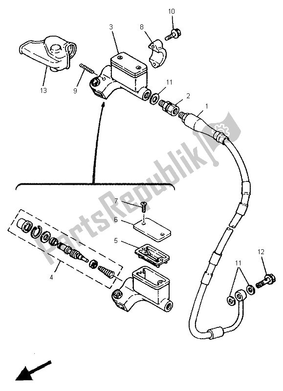 All parts for the Front Master Cylinder of the Yamaha YZ 125 LC 1995