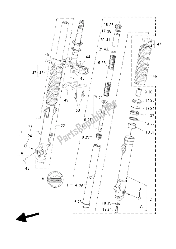 All parts for the Front Fork of the Yamaha XT 660Z Tenere 2011