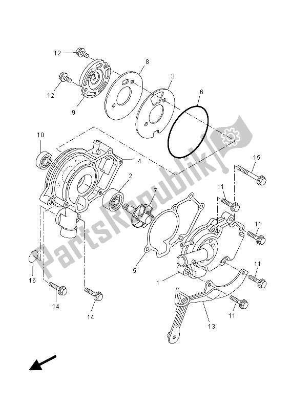 All parts for the Water Pump of the Yamaha YZF R 125 2012