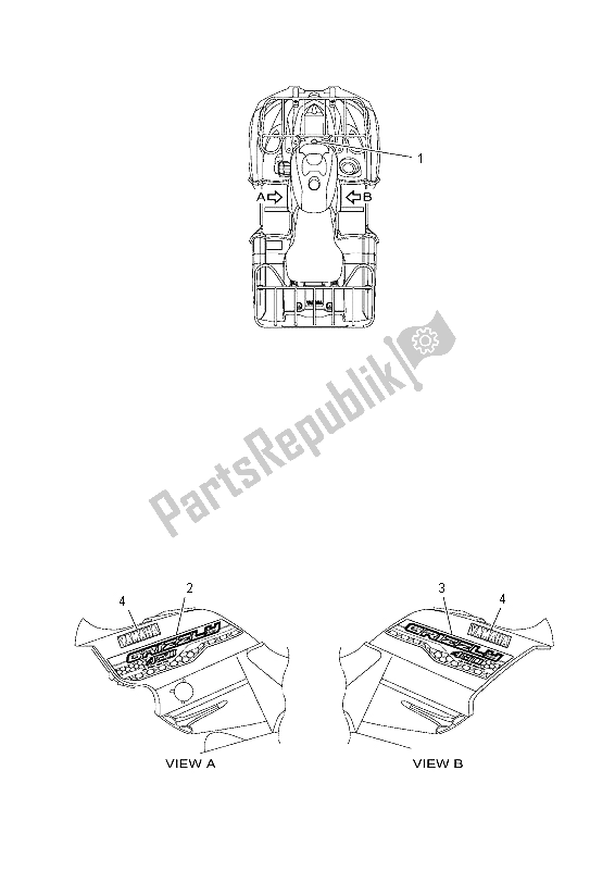 All parts for the Graphics of the Yamaha YFM 450 FWA Grizzly 4X4 2014