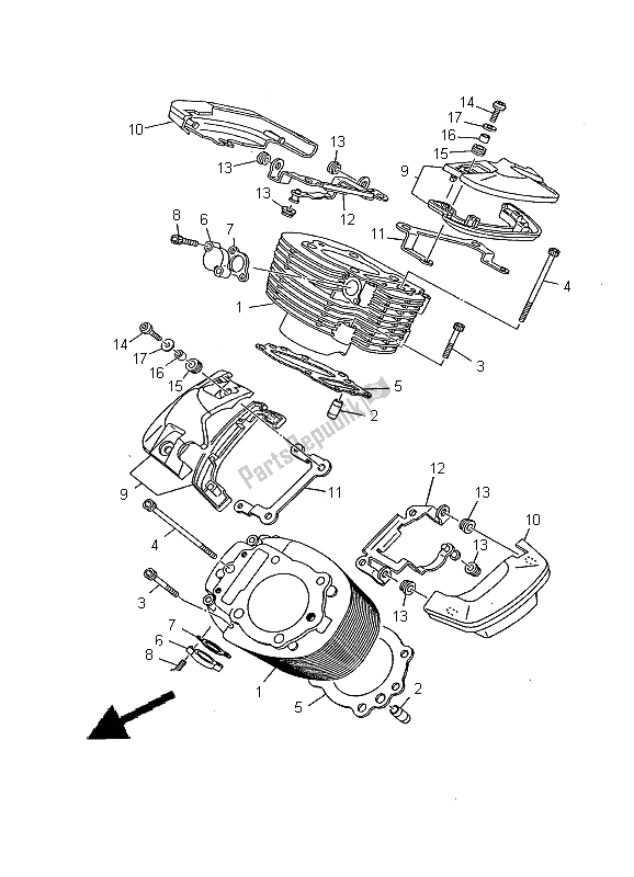 Toutes les pièces pour le Cylindre du Yamaha XVS 1100A Dragstar Classic 2000