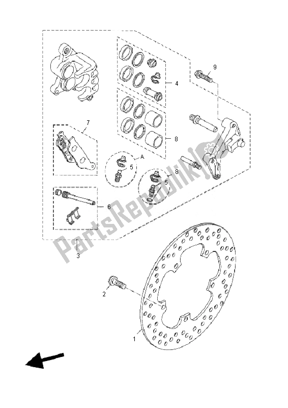 All parts for the Front Brake Caliper of the Yamaha YP 250R X MAX 2010