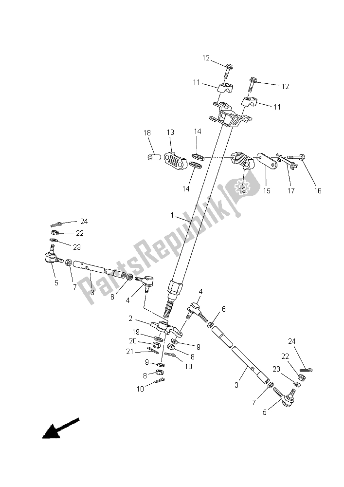 All parts for the Steering of the Yamaha YFM 700R 2015