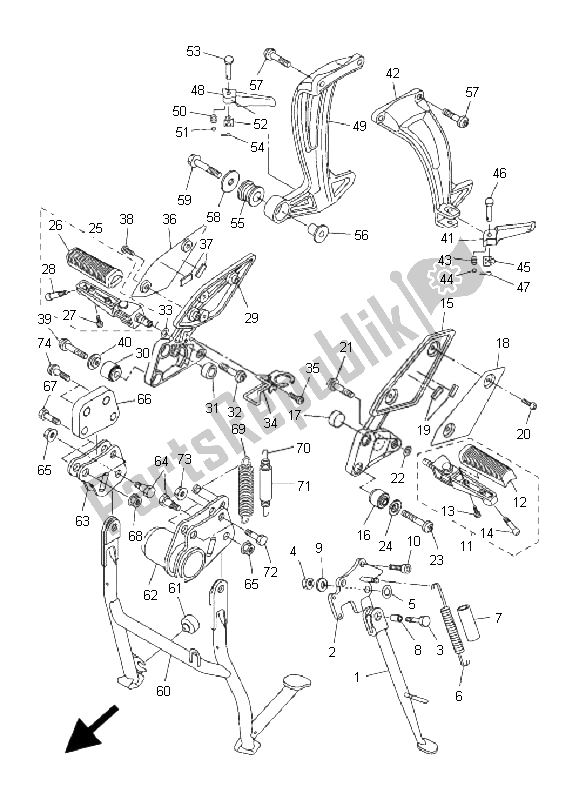 Toutes les pièces pour le Support Et Repose-pieds du Yamaha FZ1 S Fazer 1000 2008