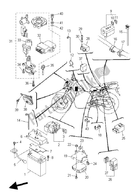 Toutes les pièces pour le électrique 2 du Yamaha FZ6 NHG 600 2008