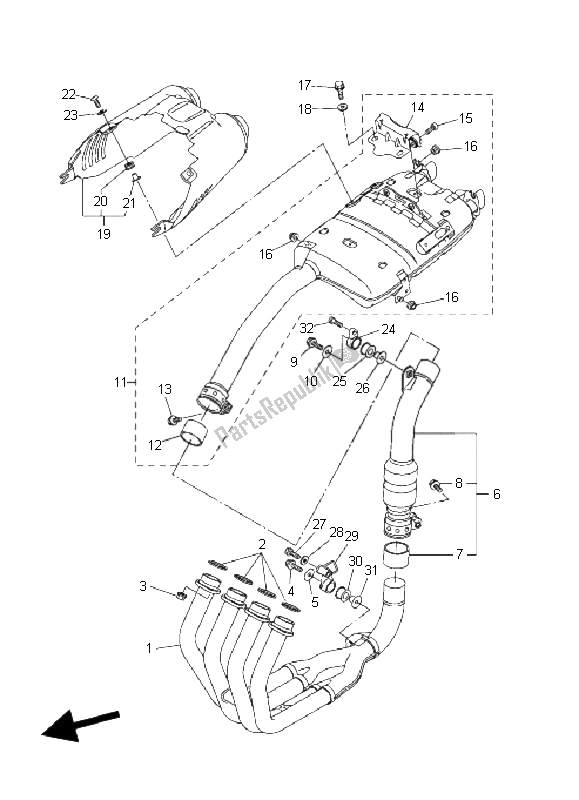 Tutte le parti per il Scarico del Yamaha FZ6 SA Fazer 600 2006