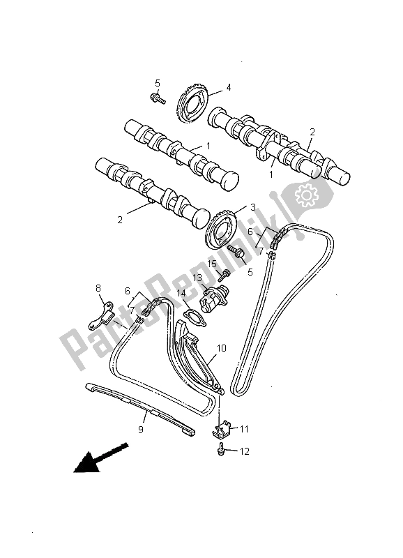 Toutes les pièces pour le Arbre à Cames Et Chaîne du Yamaha XVZ 1300A Royalstar 2000