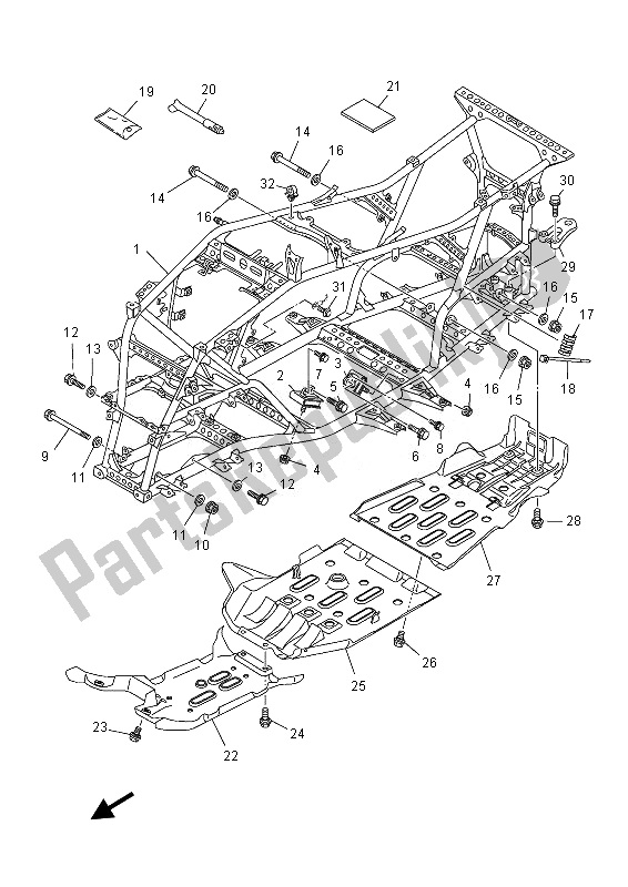 All parts for the Frame of the Yamaha YFM 550 Fgpled Grizzly 4X4 Yamaha Black 2013