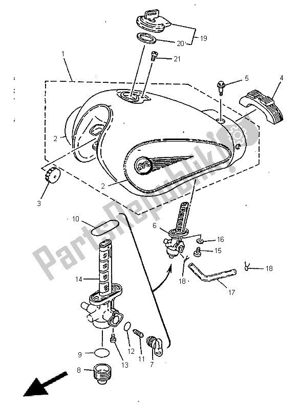 All parts for the Fuel Tank of the Yamaha SR 125 1996