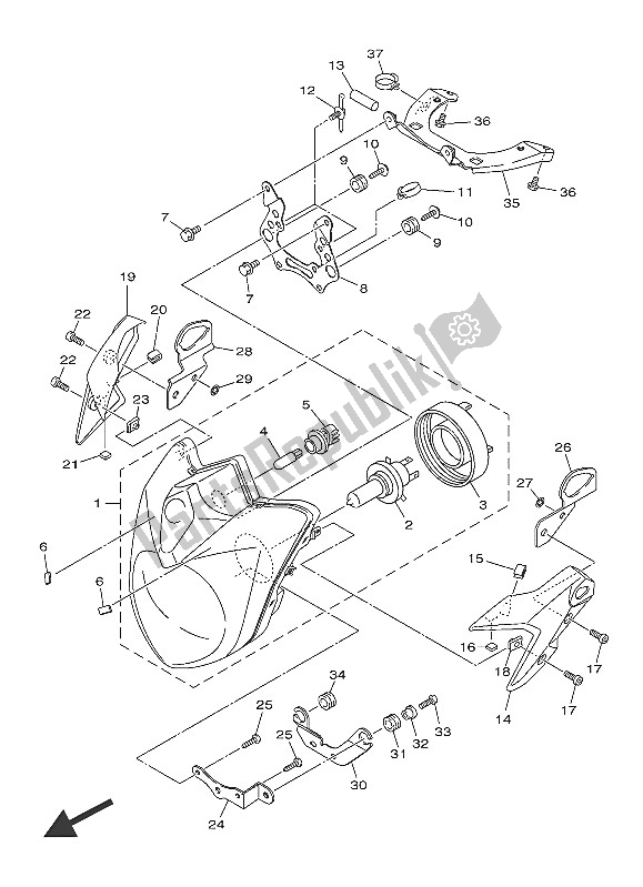 Tutte le parti per il Faro del Yamaha XJ6N 600 2016